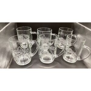 Vintage Traditional Camel Glass Mugs Set of Cold Brew Drinking Beverage Etched